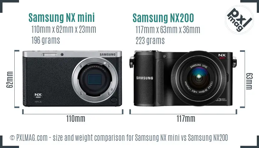 Samsung NX mini vs Samsung NX200 size comparison