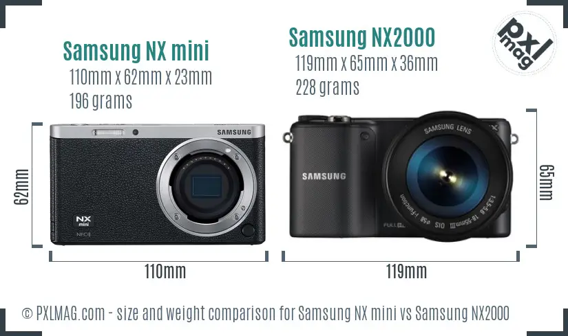 Samsung NX mini vs Samsung NX2000 size comparison