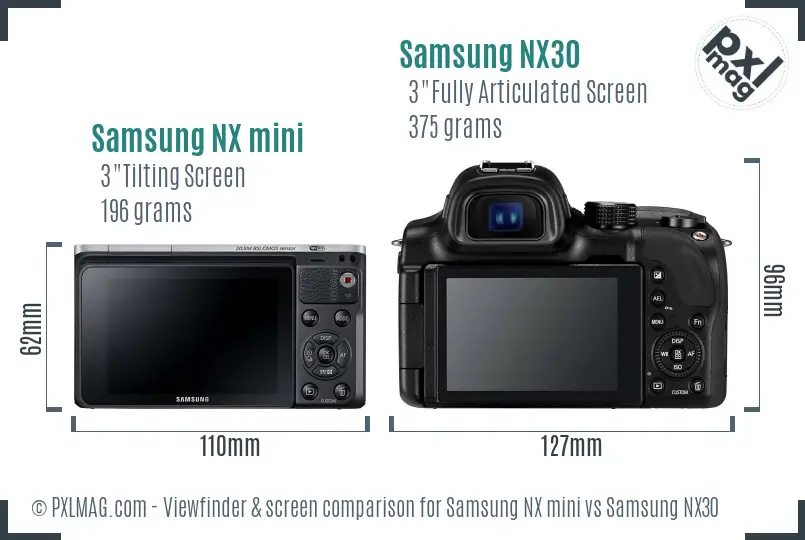 Samsung NX mini vs Samsung NX30 Screen and Viewfinder comparison