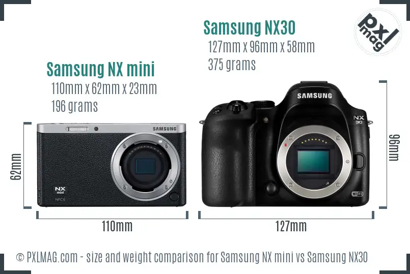 Samsung NX mini vs Samsung NX30 size comparison