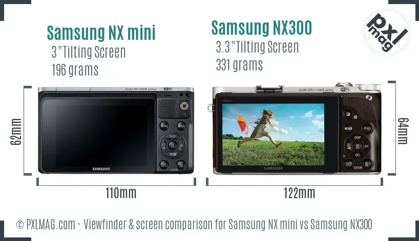 Samsung NX mini vs Samsung NX300 Screen and Viewfinder comparison