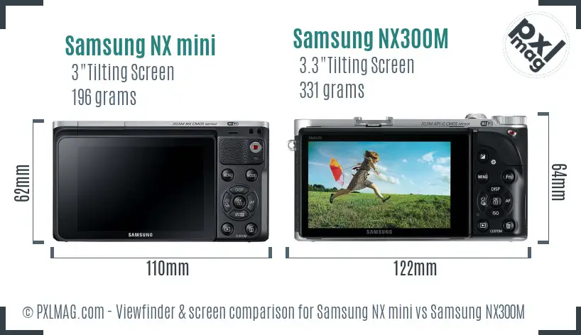 Samsung NX mini vs Samsung NX300M Screen and Viewfinder comparison