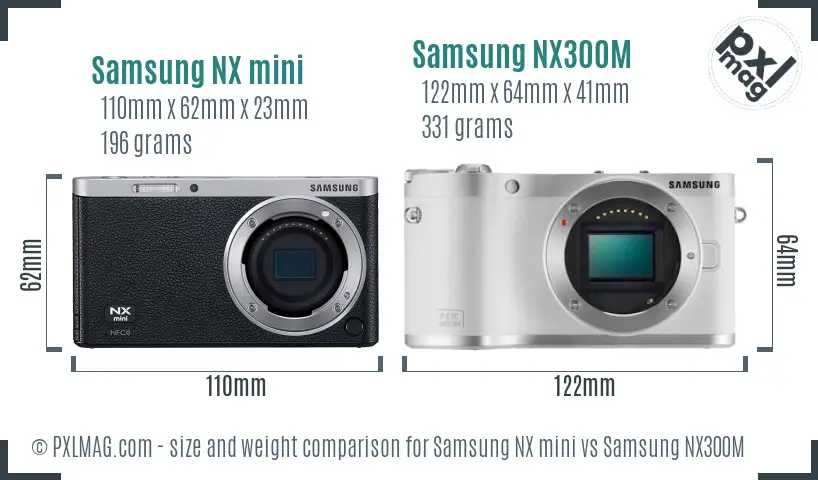 Samsung NX mini vs Samsung NX300M size comparison