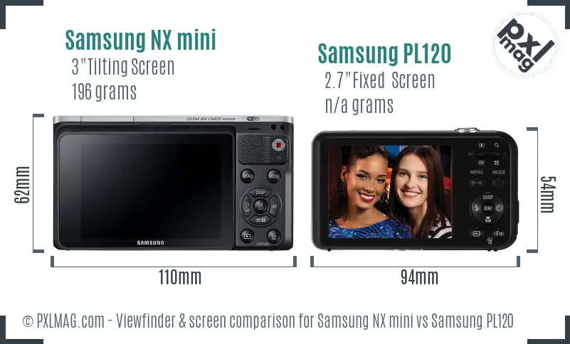 Samsung NX mini vs Samsung PL120 Screen and Viewfinder comparison