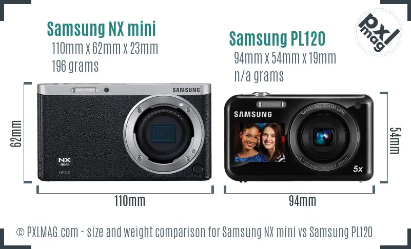 Samsung NX mini vs Samsung PL120 size comparison