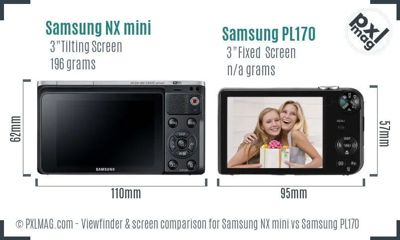 Samsung NX mini vs Samsung PL170 Screen and Viewfinder comparison