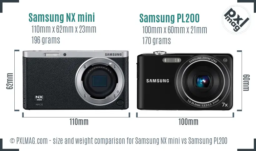 Samsung NX mini vs Samsung PL200 size comparison