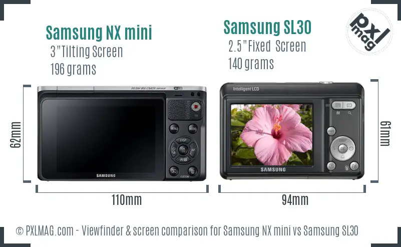 Samsung NX mini vs Samsung SL30 Screen and Viewfinder comparison