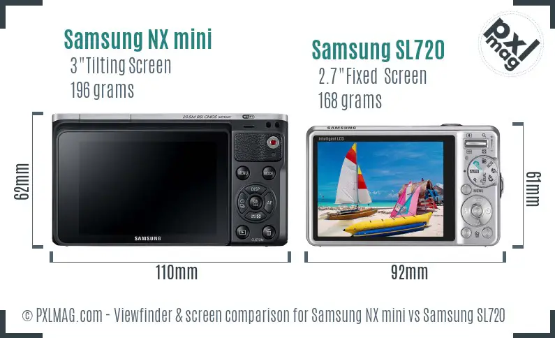 Samsung NX mini vs Samsung SL720 Screen and Viewfinder comparison