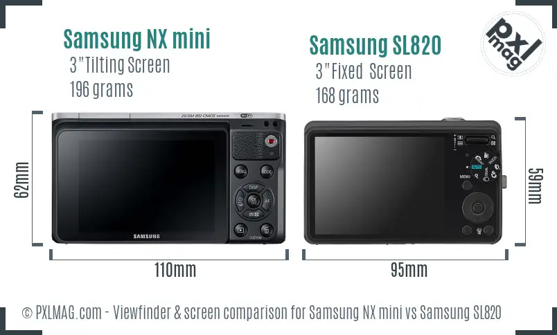 Samsung NX mini vs Samsung SL820 Screen and Viewfinder comparison