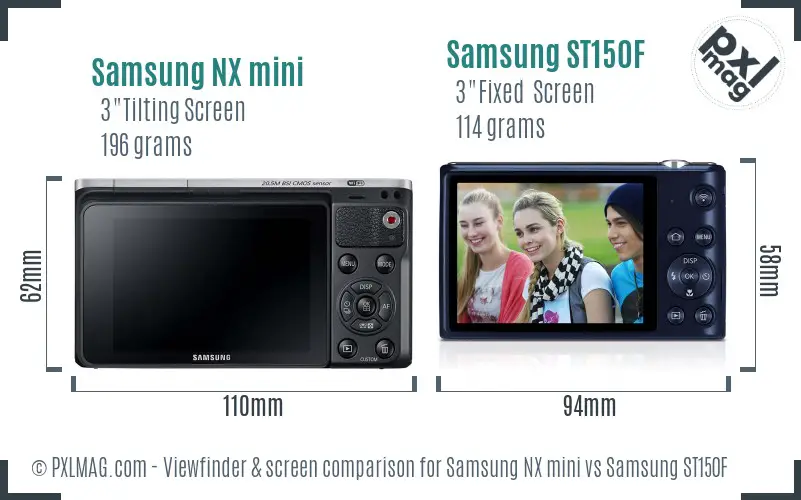 Samsung NX mini vs Samsung ST150F Screen and Viewfinder comparison
