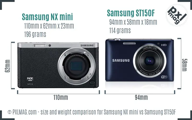 Samsung NX mini vs Samsung ST150F size comparison