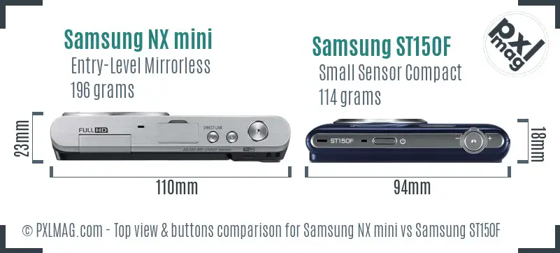 Samsung NX mini vs Samsung ST150F top view buttons comparison