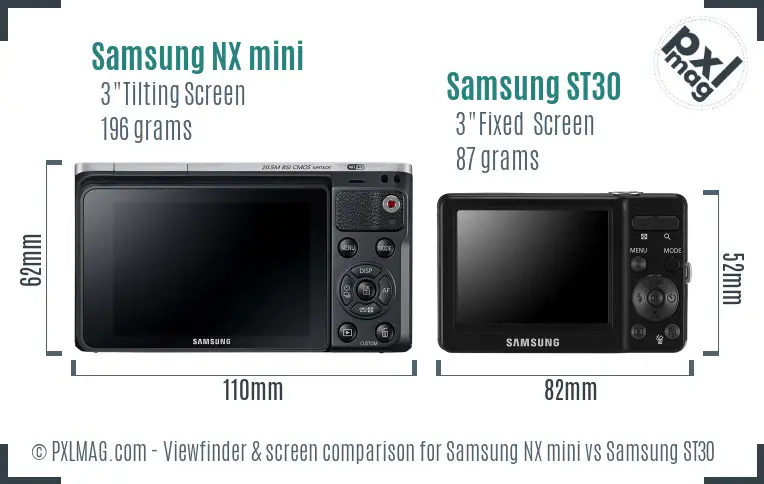 Samsung NX mini vs Samsung ST30 Screen and Viewfinder comparison