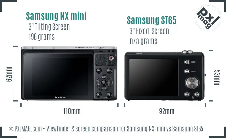 Samsung NX mini vs Samsung ST65 Screen and Viewfinder comparison
