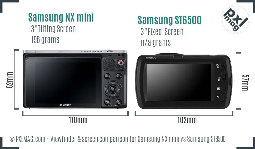 Samsung NX mini vs Samsung ST6500 Screen and Viewfinder comparison