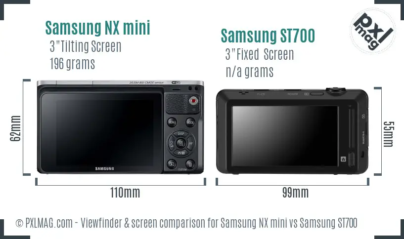 Samsung NX mini vs Samsung ST700 Screen and Viewfinder comparison