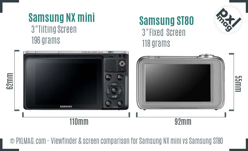 Samsung NX mini vs Samsung ST80 Screen and Viewfinder comparison