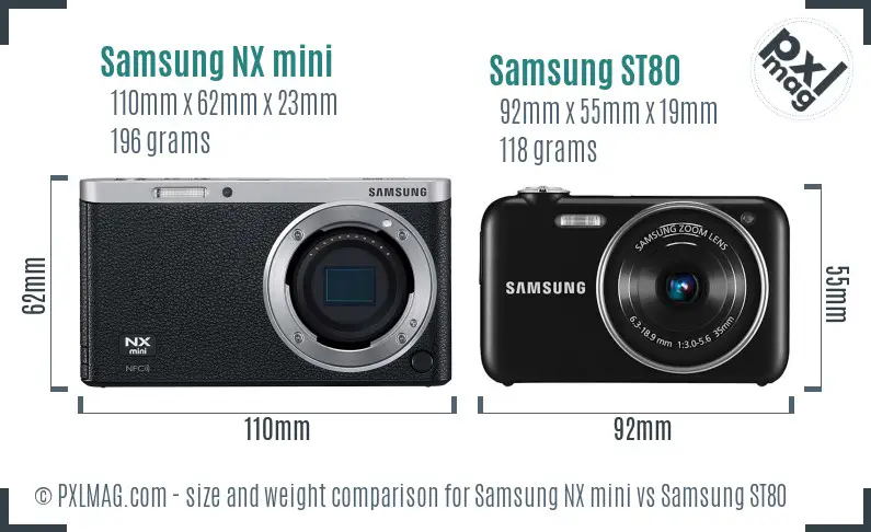 Samsung NX mini vs Samsung ST80 size comparison