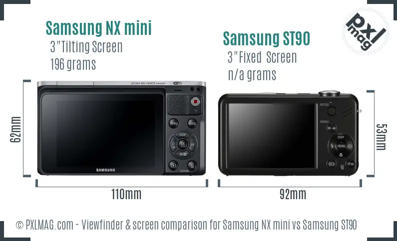 Samsung NX mini vs Samsung ST90 Screen and Viewfinder comparison