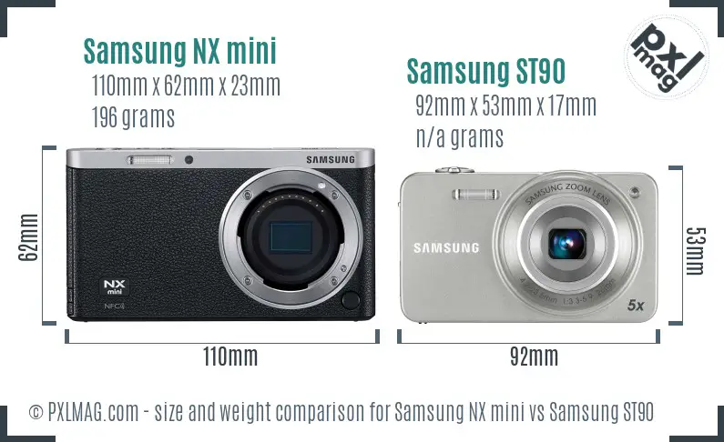 Samsung NX mini vs Samsung ST90 size comparison