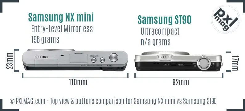 Samsung NX mini vs Samsung ST90 top view buttons comparison