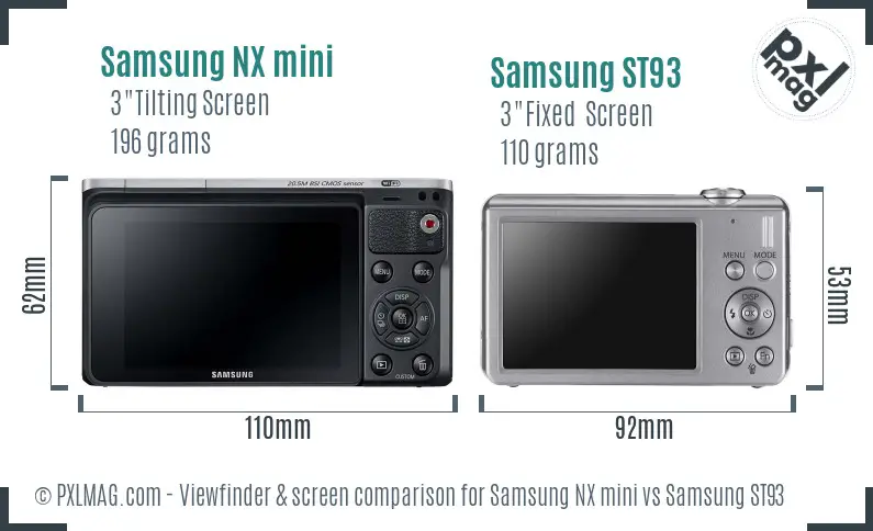 Samsung NX mini vs Samsung ST93 Screen and Viewfinder comparison Samsung NX mini vs Samsung ST93 Screen and Viewfinder comparison