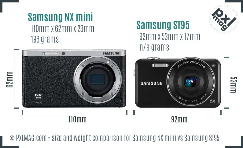 Samsung NX mini vs Samsung ST95 size comparison