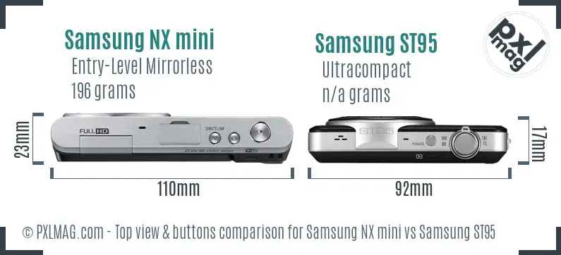 Samsung NX mini vs Samsung ST95 top view buttons comparison