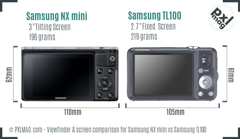 Samsung NX mini vs Samsung TL100 Screen and Viewfinder comparison Samsung NX mini vs Samsung TL100 Screen and Viewfinder comparison