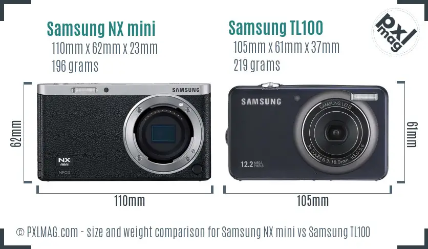 Samsung NX mini vs Samsung TL100 size comparison Samsung NX mini vs Samsung TL100 size comparison