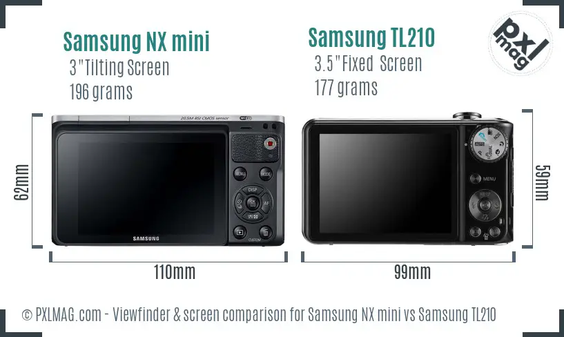 Samsung NX mini vs Samsung TL210 Screen and Viewfinder comparison