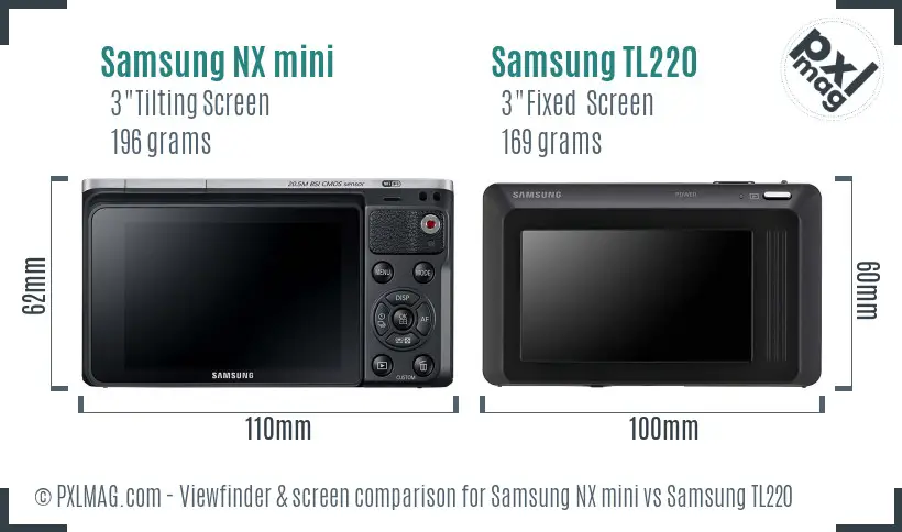 Samsung NX mini vs Samsung TL220 Screen and Viewfinder comparison