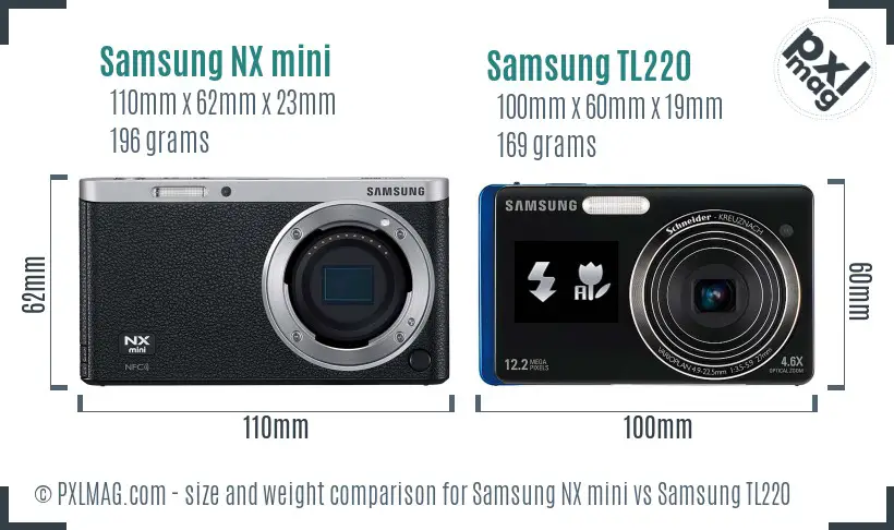 Samsung NX mini vs Samsung TL220 size comparison