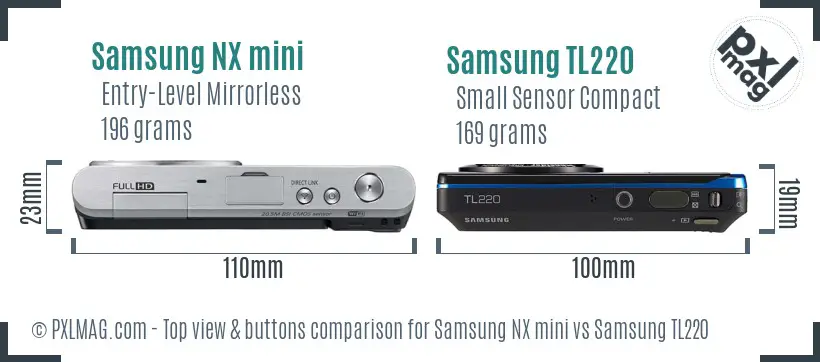 Samsung NX mini vs Samsung TL220 top view buttons comparison