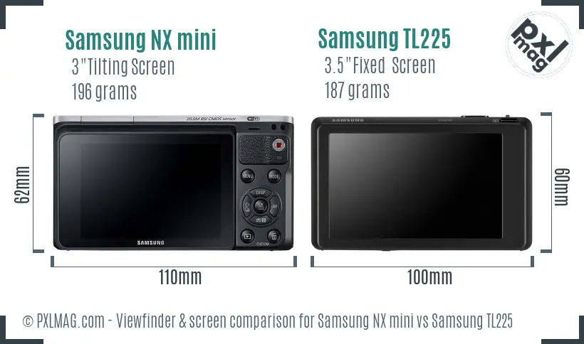 Samsung NX mini vs Samsung TL225 Screen and Viewfinder comparison