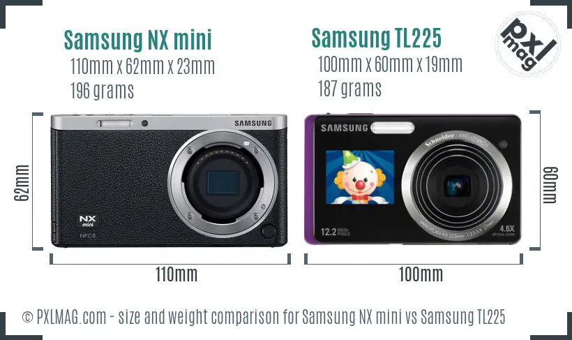 Samsung NX mini vs Samsung TL225 size comparison