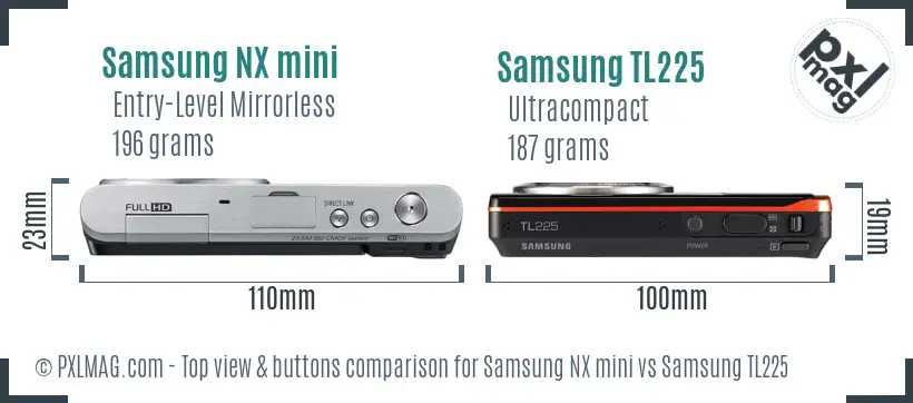 Samsung NX mini vs Samsung TL225 top view buttons comparison