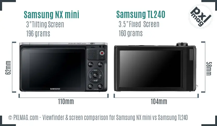 Samsung NX mini vs Samsung TL240 Screen and Viewfinder comparison
