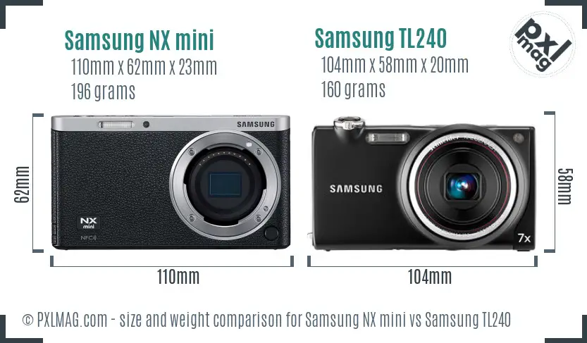 Samsung NX mini vs Samsung TL240 size comparison