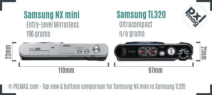 Samsung NX mini vs Samsung TL320 top view buttons comparison Samsung NX mini vs Samsung TL320 top view buttons comparison