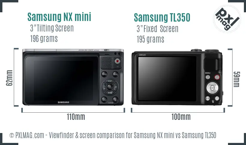 Samsung NX mini vs Samsung TL350 Screen and Viewfinder comparison