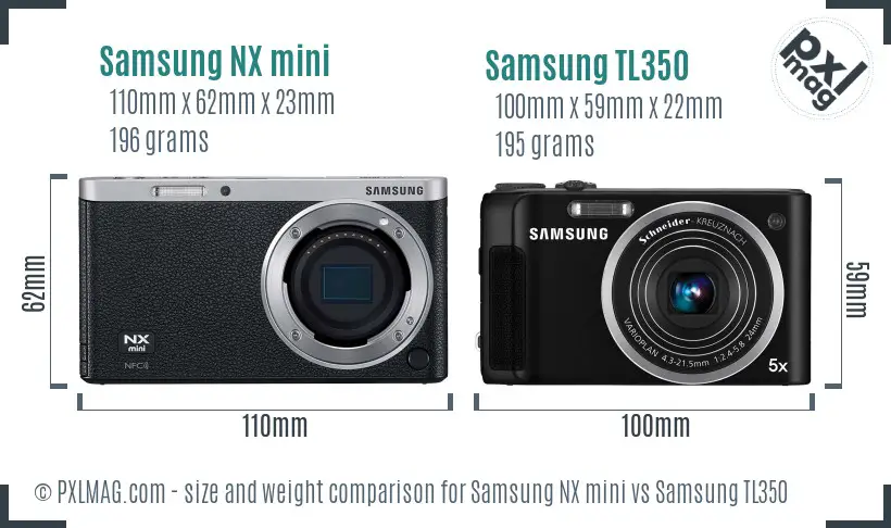 Samsung NX mini vs Samsung TL350 size comparison