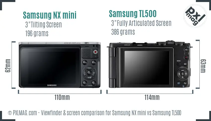 Samsung NX mini vs Samsung TL500 Screen and Viewfinder comparison