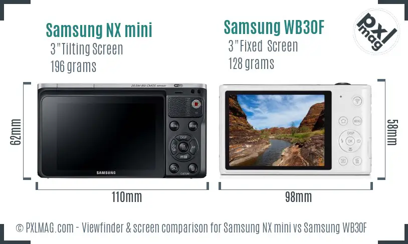 Samsung NX mini vs Samsung WB30F Screen and Viewfinder comparison
