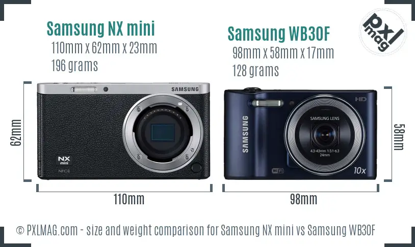Samsung NX mini vs Samsung WB30F size comparison