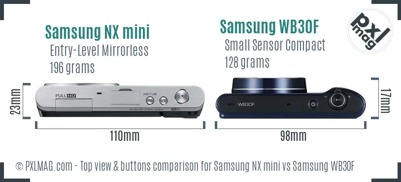 Samsung NX mini vs Samsung WB30F top view buttons comparison