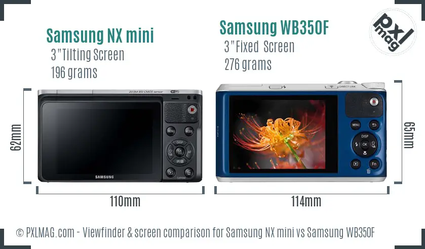 Samsung NX mini vs Samsung WB350F Screen and Viewfinder comparison