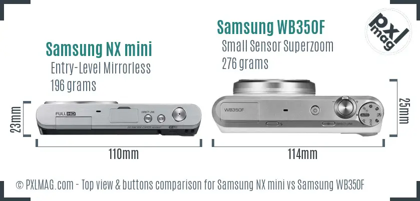 Samsung NX mini vs Samsung WB350F top view buttons comparison