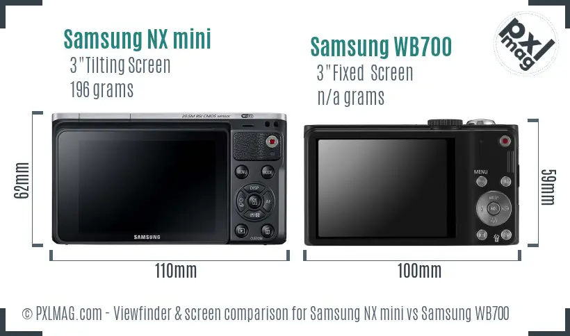 Samsung NX mini vs Samsung WB700 Screen and Viewfinder comparison
